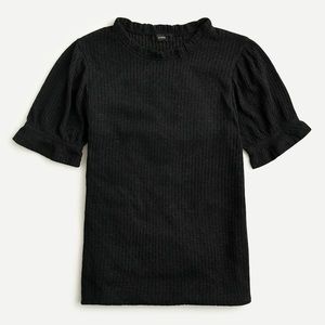 j. crew black Puff-sleeve pointelle top